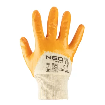 Rękawice robocze, bawełna, pokryte częściowo nitrylem, 4111X, rozmiar 10
